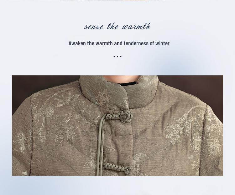 2025 Chinese-Style Down Jacket for Middle-Aged Women: Thick, Warm 90% White Duck Down Winter Coat