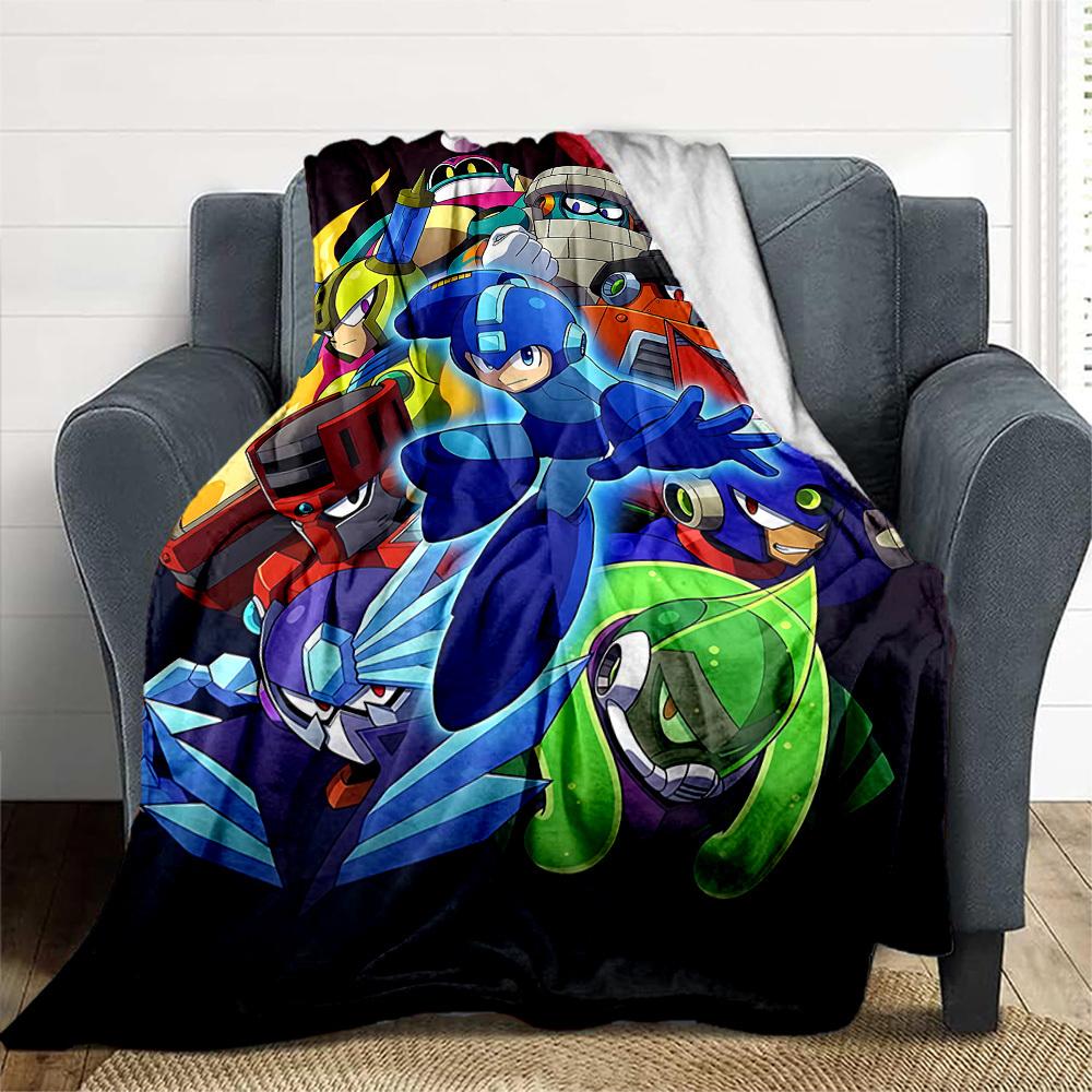 1PC Mega Man, Robotics Outdoor Blanket Lightweight Flannel, Soft & Warm, All-Season Use for Sofa, Outdoor, Camping, Living Room, Office19