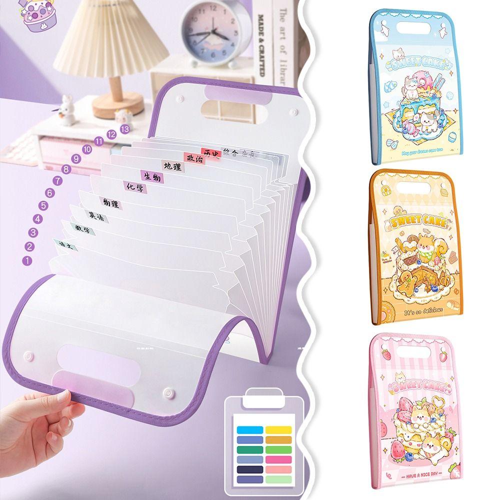 Cartoon Animal A4 File Folder 3-Layer Expanding Test Paper Storage Bag  School Office Supplies
