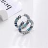 Cute Female Blue Round Hoop Earrings Fashion Silver Color Wedding  For Women