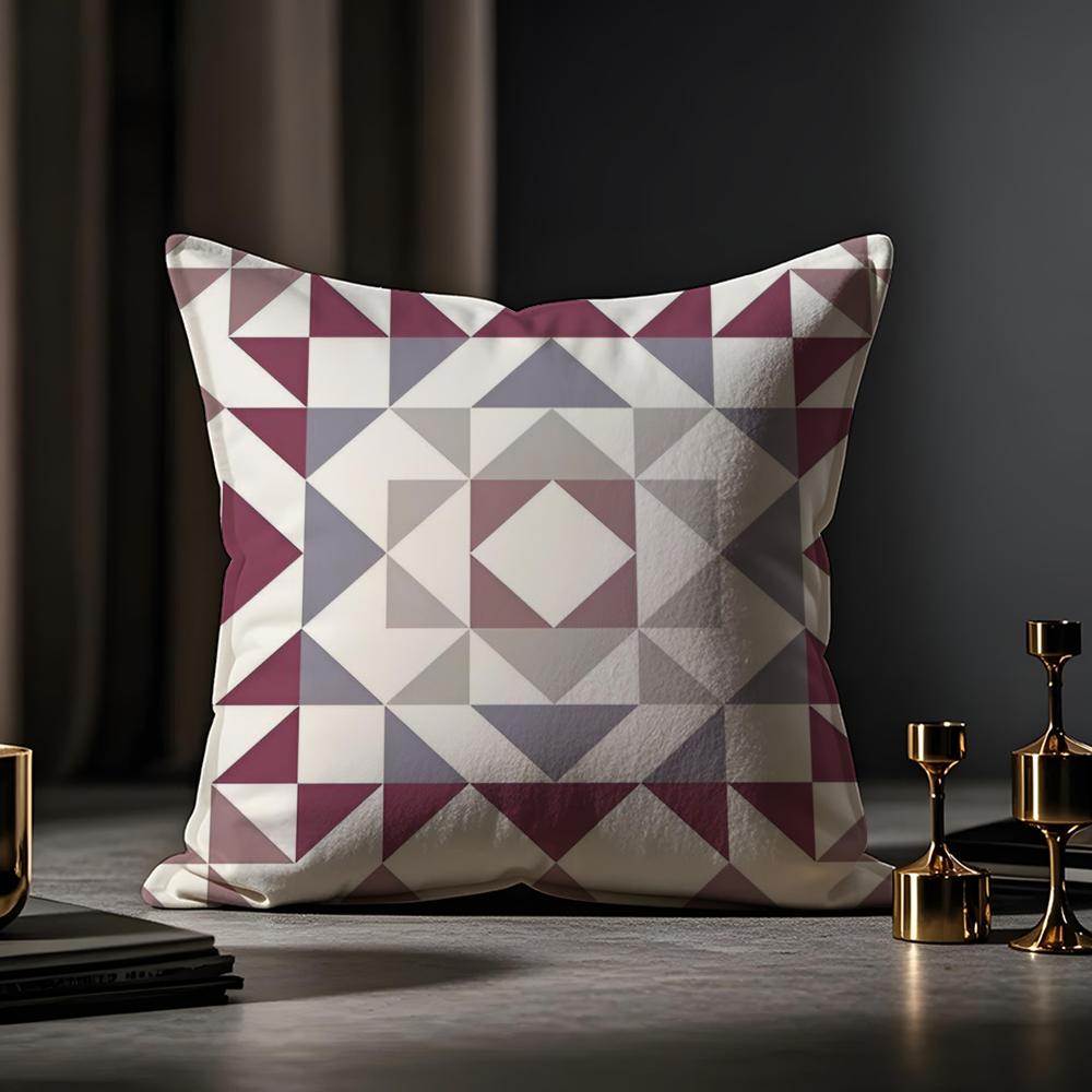 Morandi Geometric Abstraction Pillow Case Antidustmite Pillowcase Invisible Zipper Silky Short Plush Sofa Cushion Cover