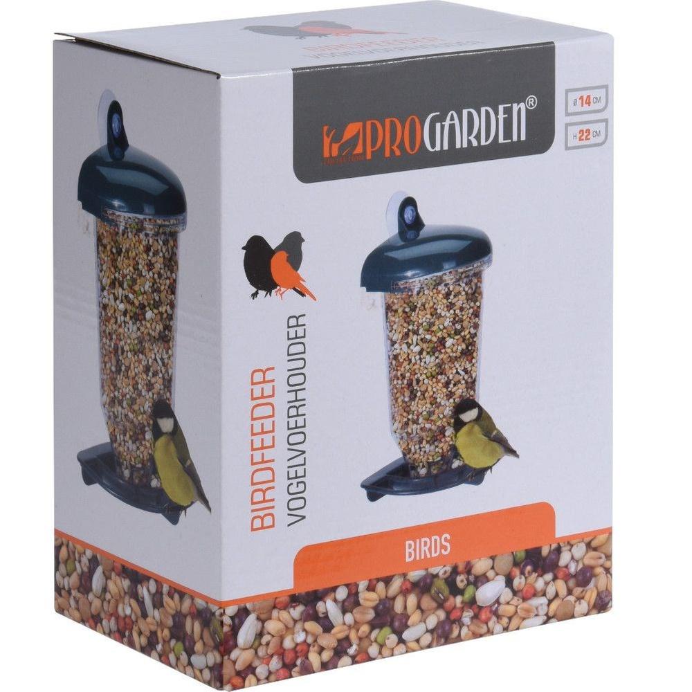 ProGarden Green Plastic Window-Mounted Bird Feeder with Suction Cup and Perch 23 cm