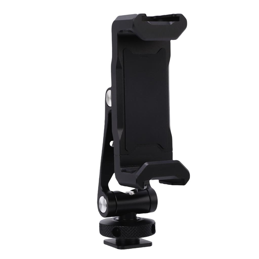 Camera Phone Support with Dual Cold Shoe Mount 360 Degree Adjustable Universal Metal Phone Clamp Tripod Mount Adapter