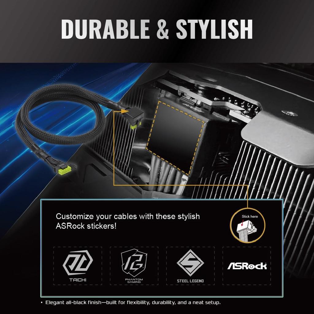 Asrock Netzkabel mit Winkel 12V auf 2x6 ATX Zweifarbiges Design CB-12V2X6L600W 90°-Stecker, 3.1/PCIe 5.1-konform,