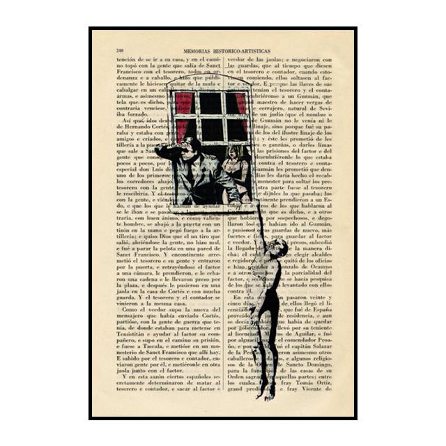 Banksy Balloon Girl Graffiti Poster Disappearing Five Rings Mural Retro Decorative Paintings Wall Art Prints Modern Home Decor