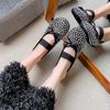Fashion Europe Station Breathable mesh rhinestone spring and autumn one-word buckle with flat-soled single shoes spring and summer Mary Jane s