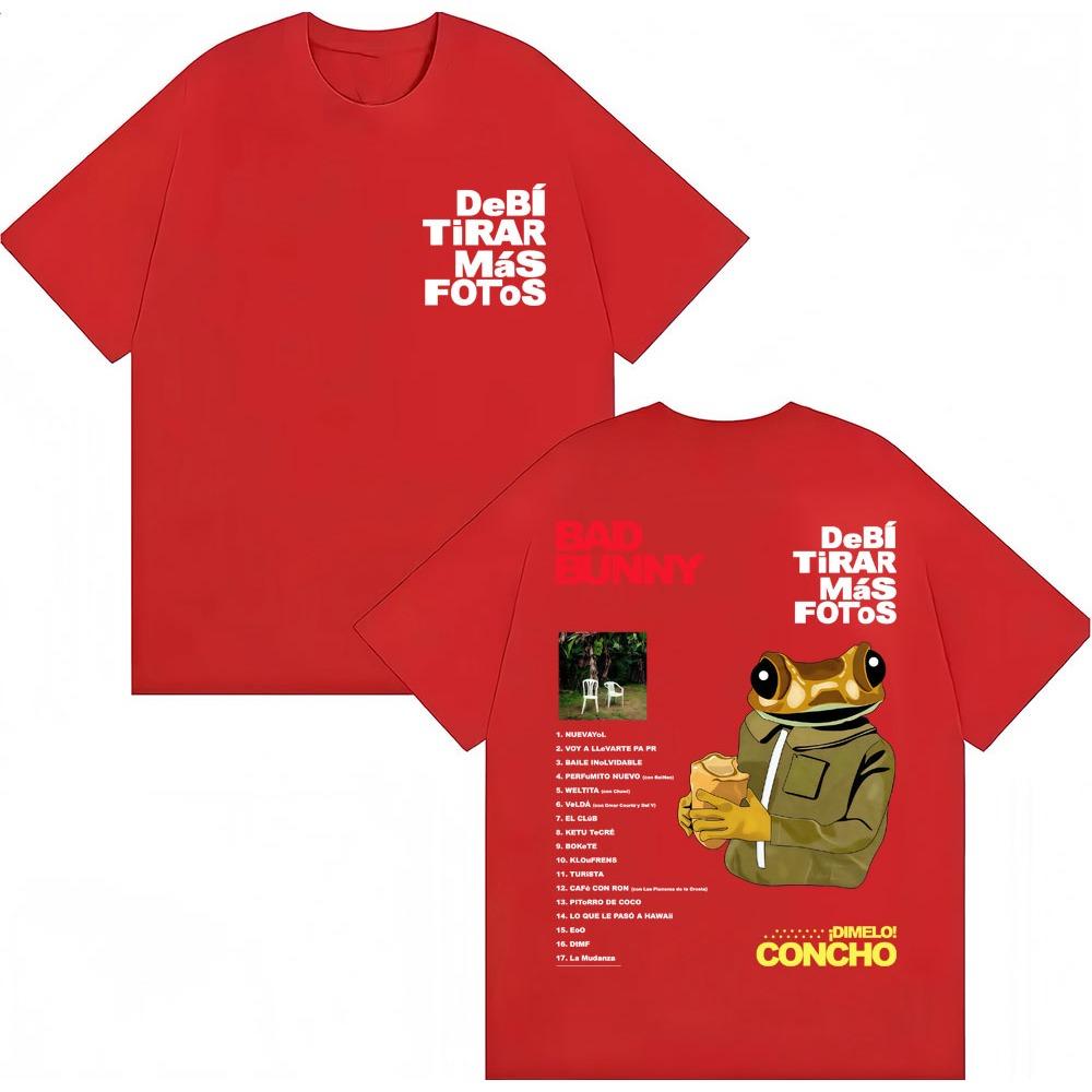 Rapper Bad Bunny Debi Tirar Mas Fotos Album T Shirts Men's Trendy O-Neck T-shirt Oversized Cotton Casual T-shirts