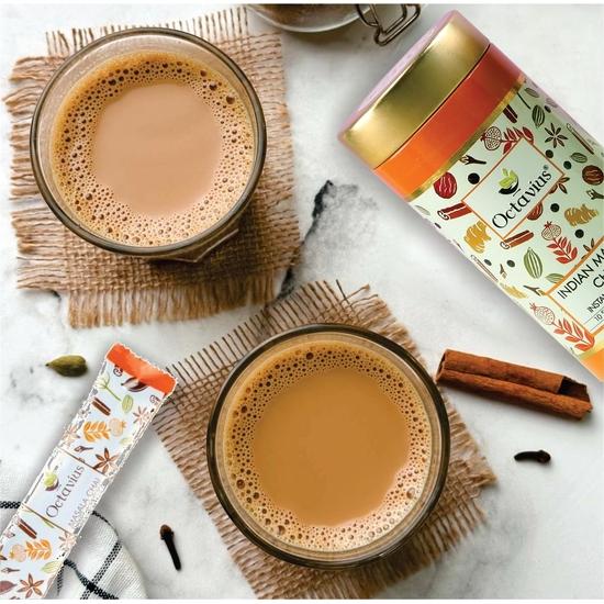 Octavius | Indian Masala Premix Tea - 10 Pouches | Gift Tin Pack | Readymade Tea Mix | Ready Tea | Premix Tea Powder (15Gm X 10 Sachets)