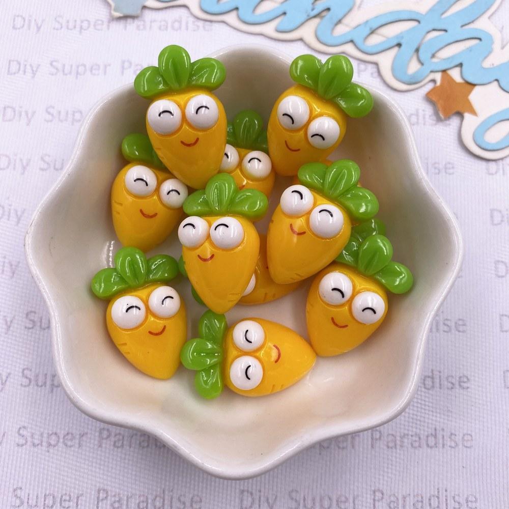 12pcs Colorful Cartoon Cute Big Eyes Carrots Figurine Flatback Stone DIY Christmas Jewelry Applique Home Decor Crafts Accessorie