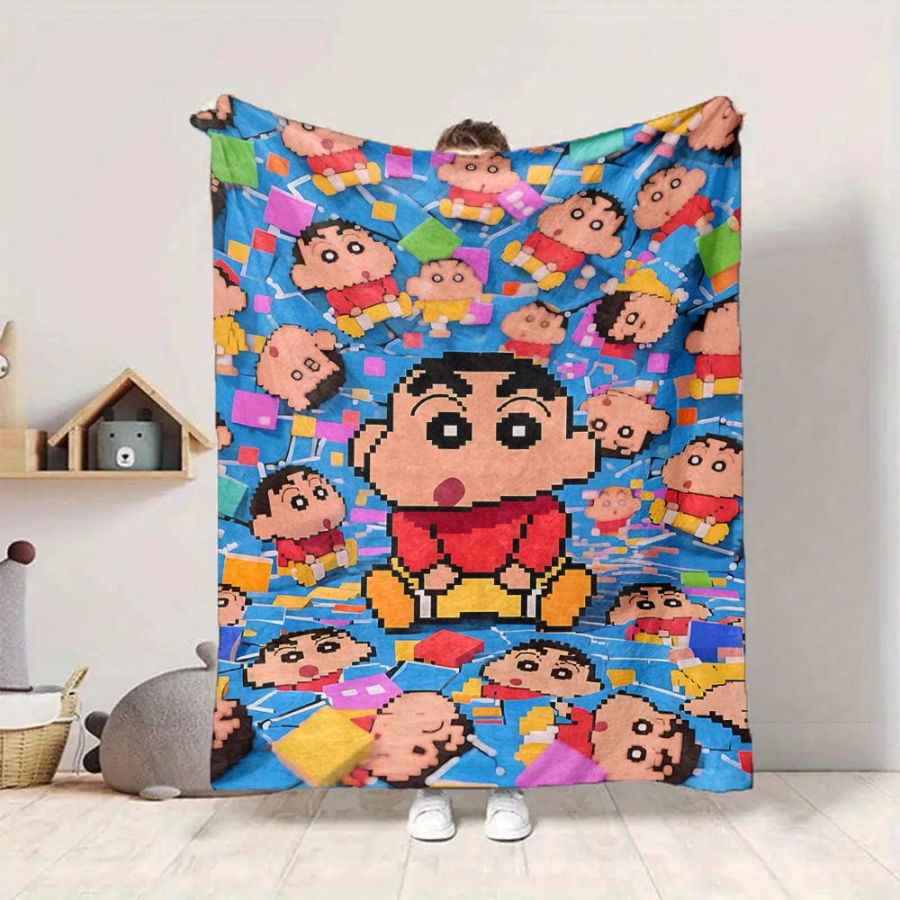 1pc Crayon Shin chan Blanket Lightweight Flannel Blanket Throw Blanket For Sofa, Bed, Travel, Camping, Livingroom, Office, Couch