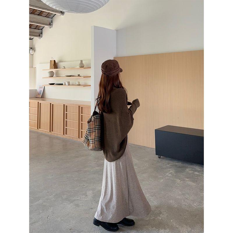 Kumikumi Elegant Outfit Asymmetrical Long Sleeve Cardigan Jacket Female Autumn Inner Suspender Dress Two-piece Set