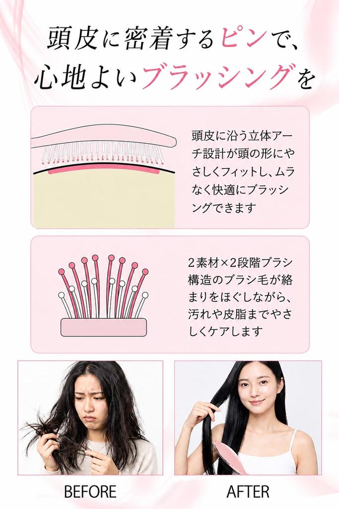 Shampoo Scalp Hair Scalp Wet Dry Birthday Gift Hairbrush, Brush, Brush, Comb, Care, & Use, Tangle-Free, Anti-Static, Lightweight, Gift, Women's