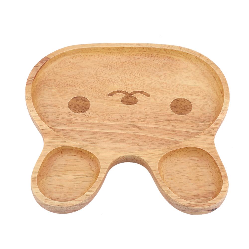 Holzteller Kind Dessert Snacks Serviertablett Entzückendes Kaninchen Holzschale Geschirr für Kinder #1
