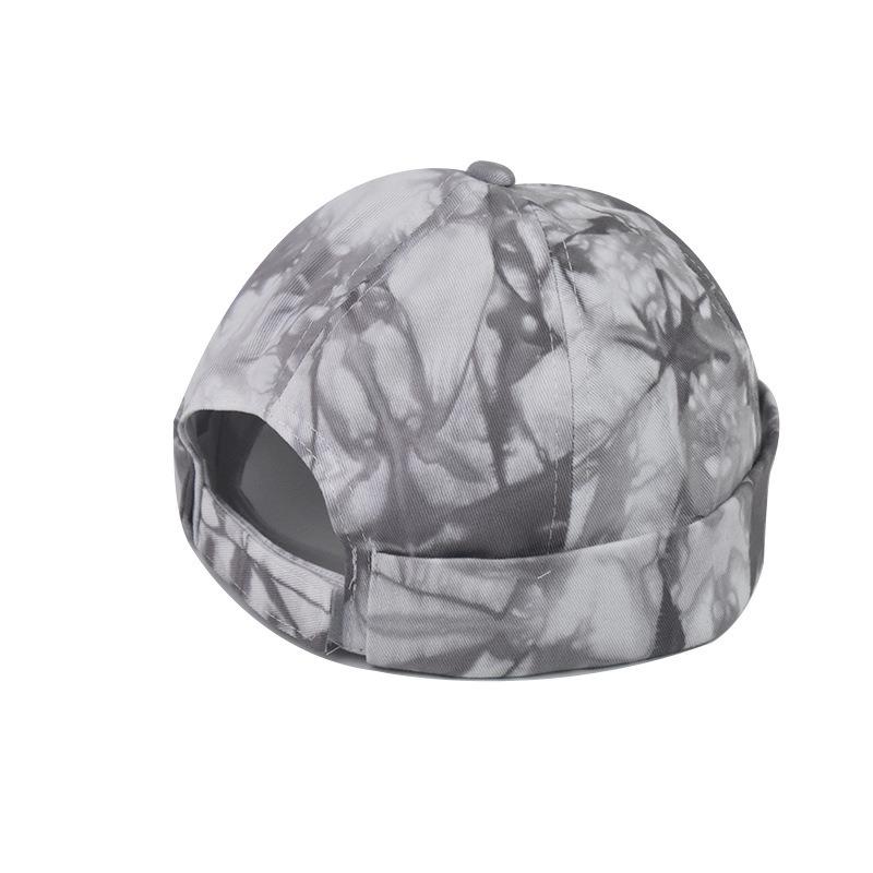 Hat Couple Tie Dyed Melon PU Leather Hat Round Hat Men and Women Korean Street Instagram Trendy Brand Cold Hat Landlord