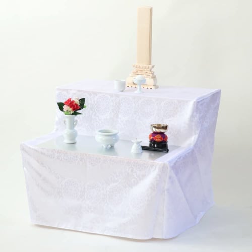 Buddhist Altar Set, Plain White Porcelain, 5 Pieces + Bell Set, Incense Burner Ash Included, for 49th Day Memorial Service, Altar Decoration