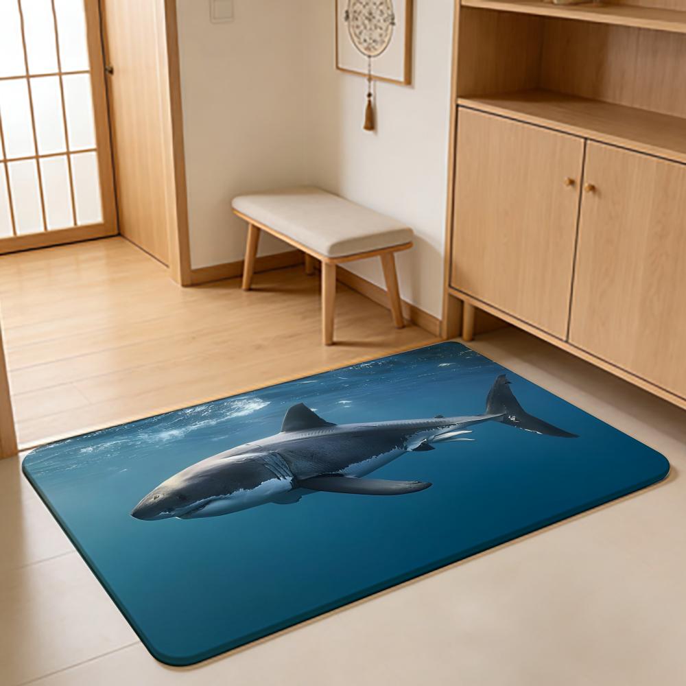 ANIME G-Great White Shark Floor Mat Absorbent Floor Mat Non-Slip Entrance Rug for Bathrooms Restrooms and Toilets