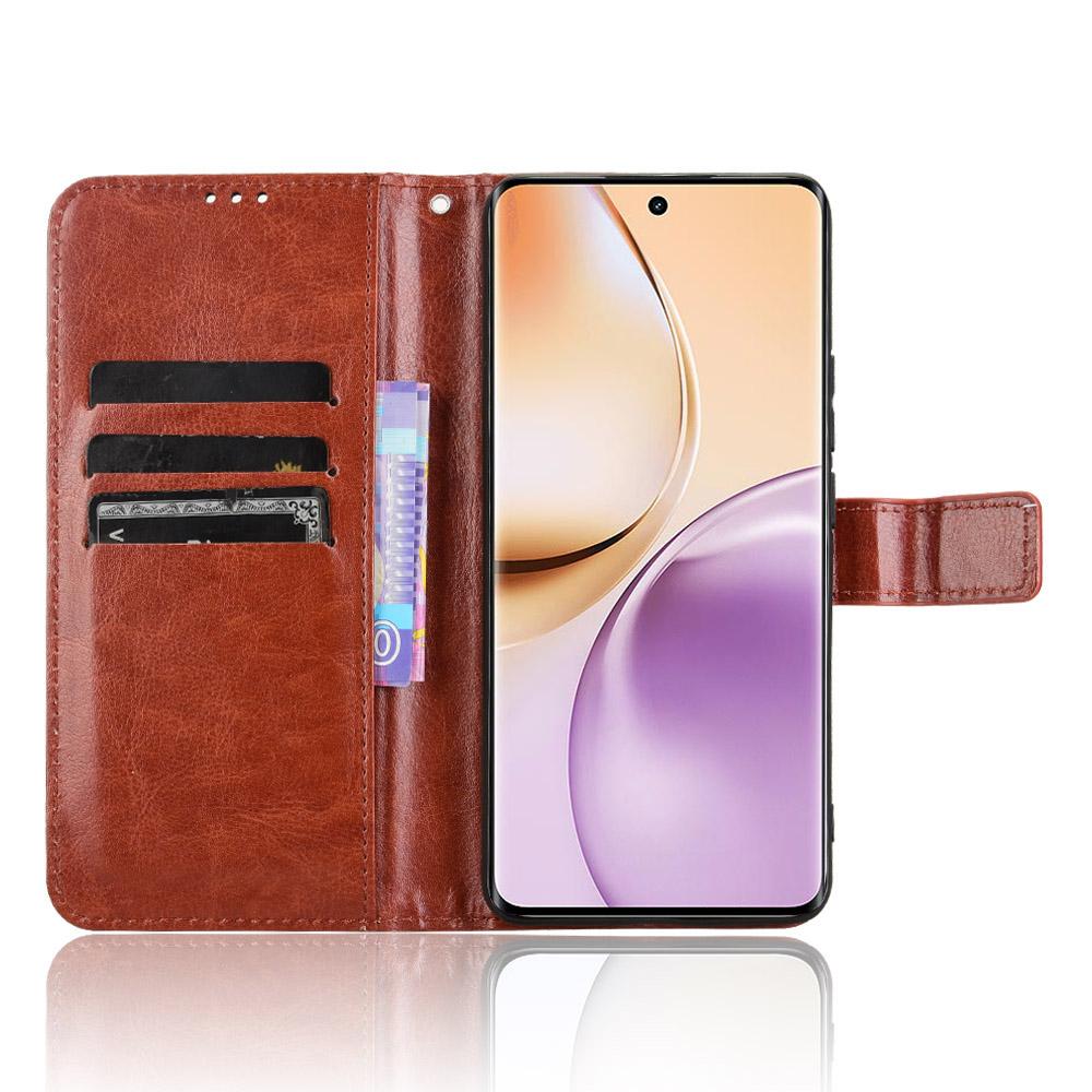

Чохол для Realme 14 Pro 5G з текстурою Crazy Horse, з PU шкіри, чохол-гаманець для телефону Black