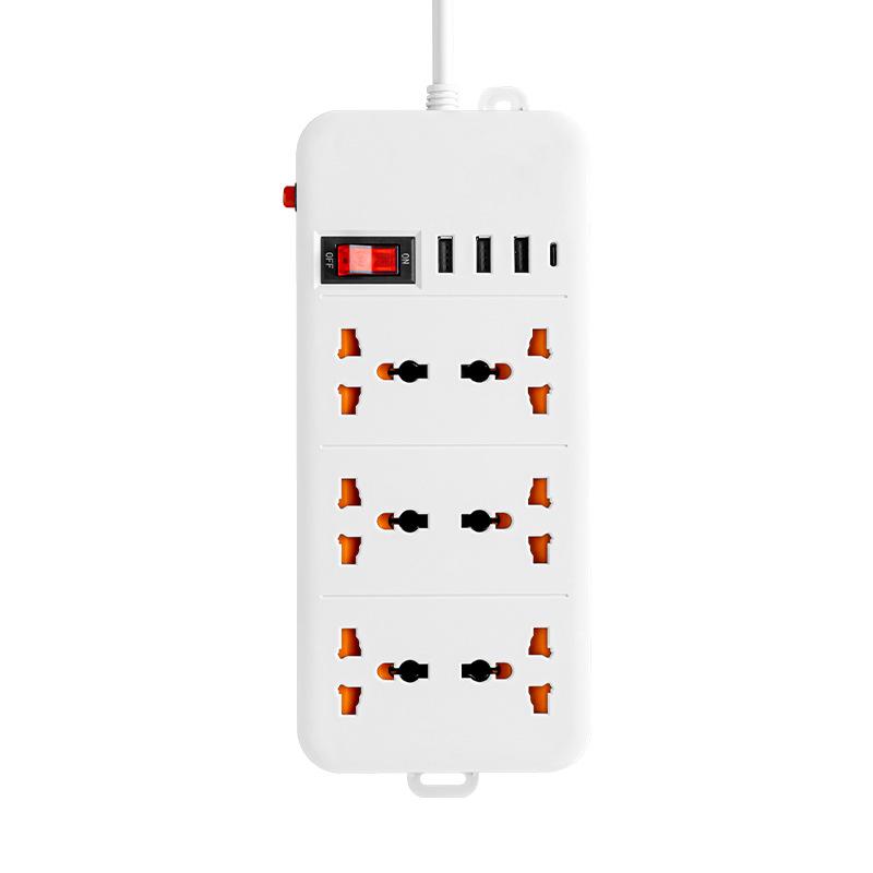 USB Smart Power Strip with Multiple Sockets, Universal European & UK Plug Board, Pure Copper Contacts