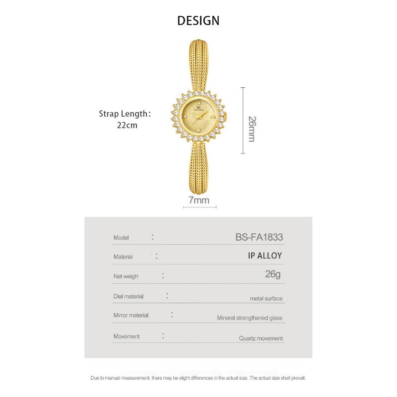 BS Dámské hodinky Luxusní Elegantní Dámské Náramkové hodinky Zlaté Stříbrné Diamantové Křemenné Náramkové hodinky Vintage Dámské Malé Hodinky