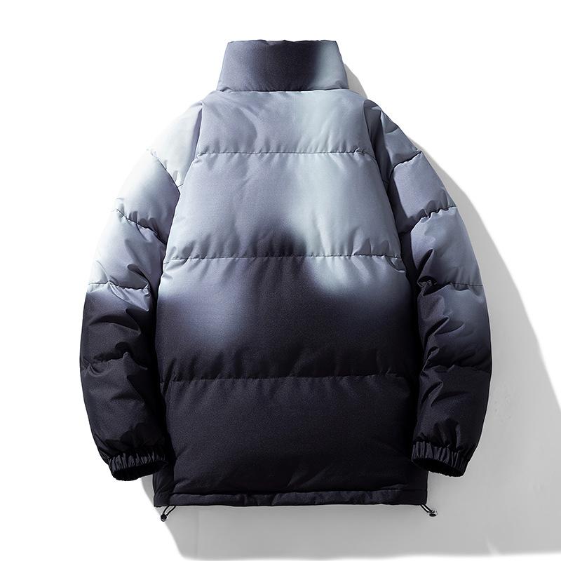 Winter Baumwollgepolsterter Mantel Farbverlauf Winter Verdickte Baumwollgepolsterte Jacke Winter Stehkragen Brot-Kleidung Baumwollgepolstert Herren