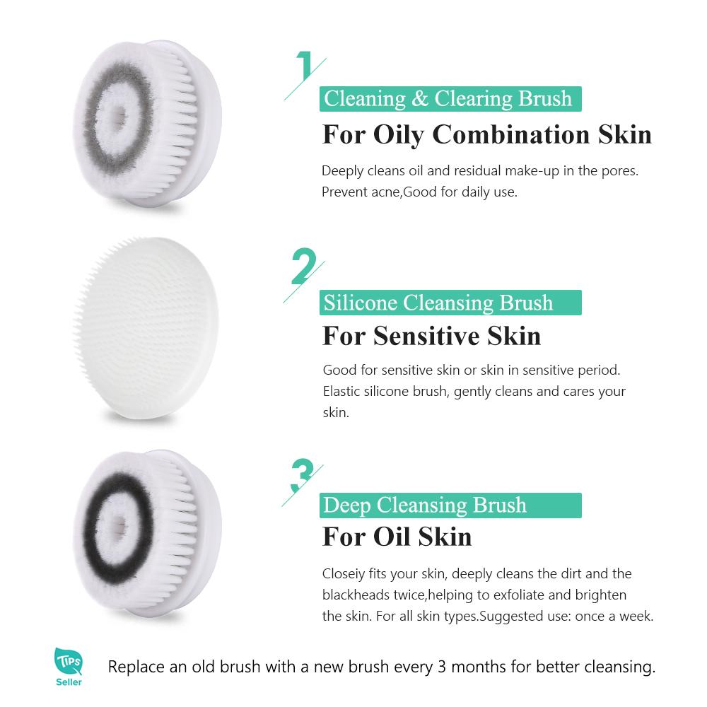 Electric Face Cleansing Brush Women Facial Exfoliating Massage Brush 2 Speeds Adjustable for Deep Cleaning Removing Blackhead