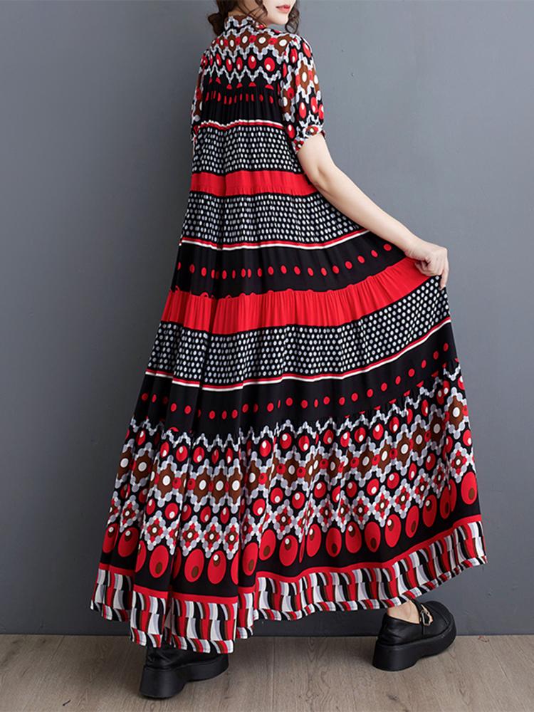 Xitao Lässiges Printkleid, lockere Mode, Kontrastfarbe, Damen ZY8692