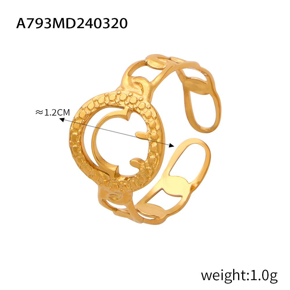 Fashion Commuting Simple Geometric Jewelry Hollow Multi-layer Texture Splicing Design Sense Index Finger Ring Titanium Steel Open Ring