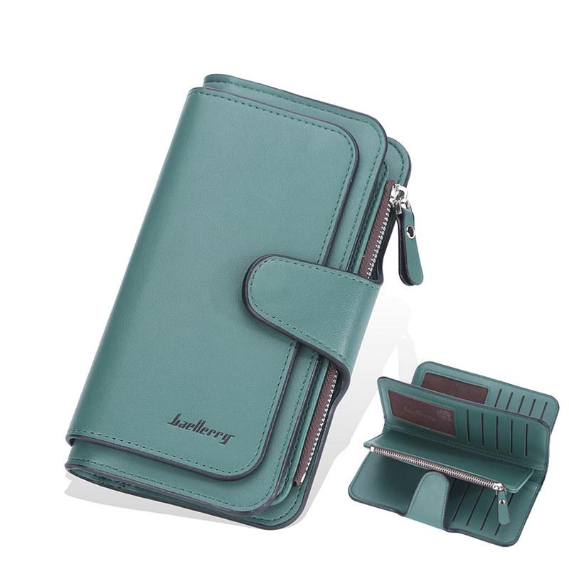 Baellerry Unisex dlouhá peněženka na zip Peněženka na mince z PU kožené trojdílné peněženky Neformální držák na karty