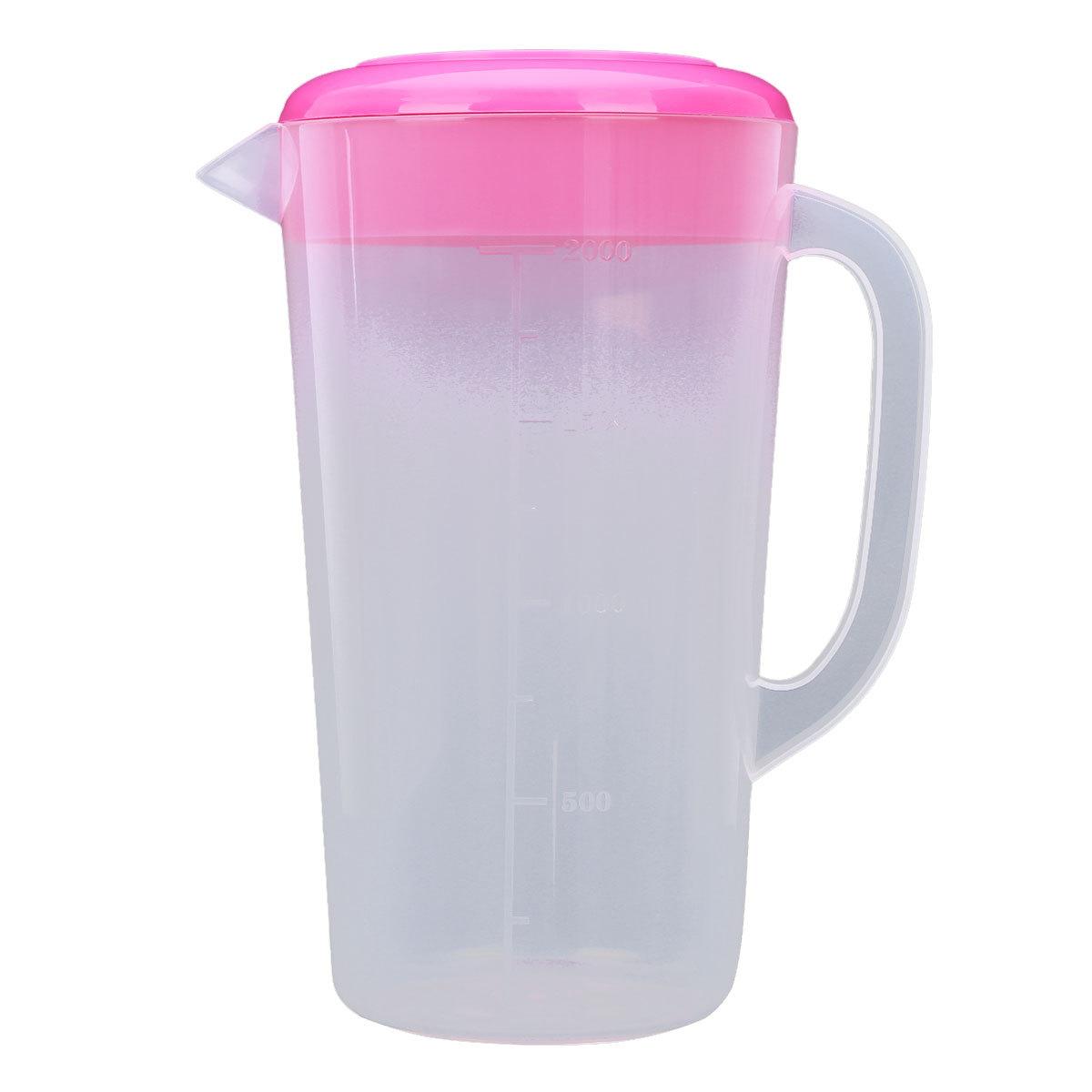 

1500/2000/2500ml Plastic Measuring Water Pitcher Jug with Lid for Cold Water Ice Tea Juice Beer 2000ML рожевий
