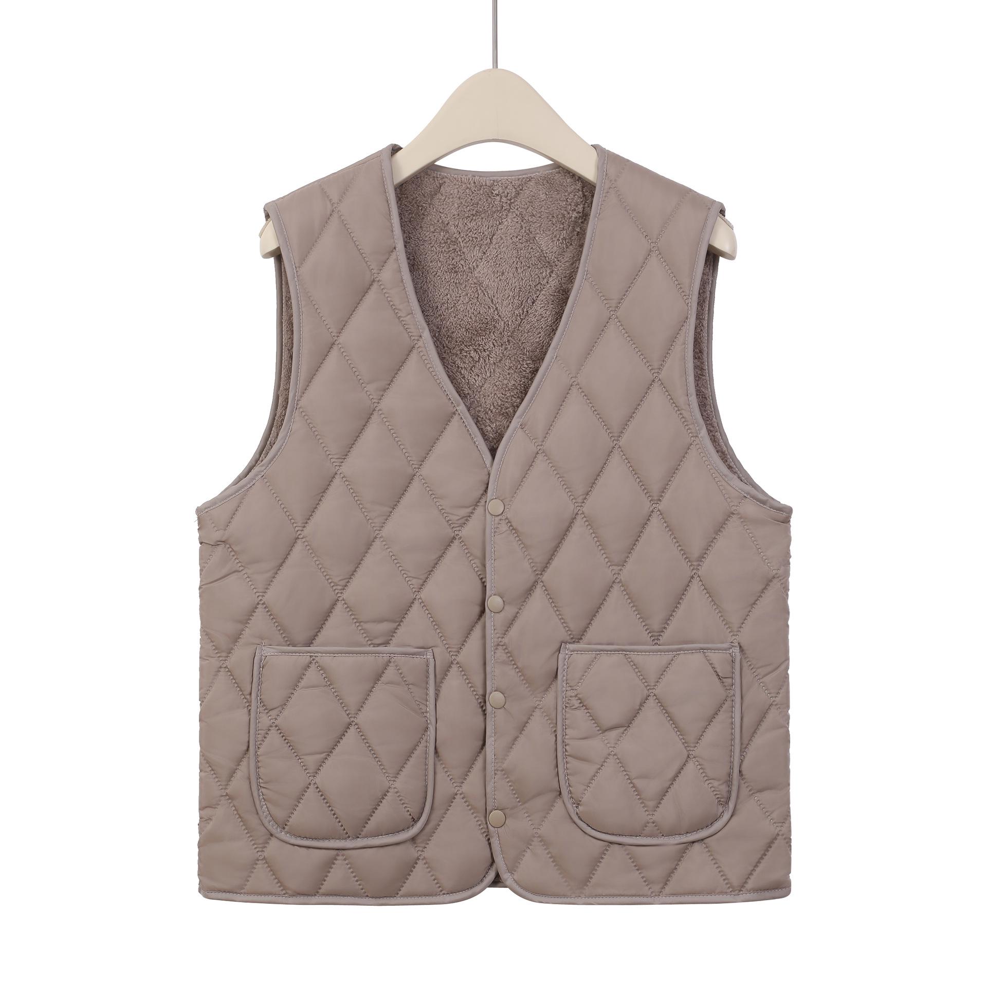 

Women s Plus Size Lightweight Cotton Vest - Autumn/Winter, Short Sleeveless Top, Round Neck 4XL (recommended 120-140 jin) хаки