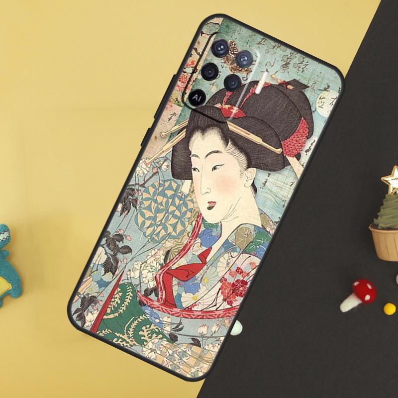 Japanese Geisha Case For Oppo A80 A60 A40 A54 A74 A94 A18 A38 A58 A78 A98 A96 A76 A16 A15 A17 A57 A5 A6 Pro