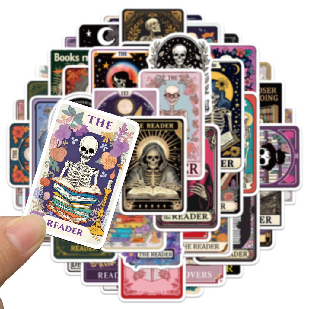 50PCS The Reader Dusty Tarot Card Stickers Exquisite Handbooks Phone Case Laptop Luggage Waterproof Stickers