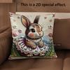2D Cute Dressed Rabbits Pattern Pillow Covers Pattern Cushion Cover Suitable For Sofa Bedroom Car Pillow Cover