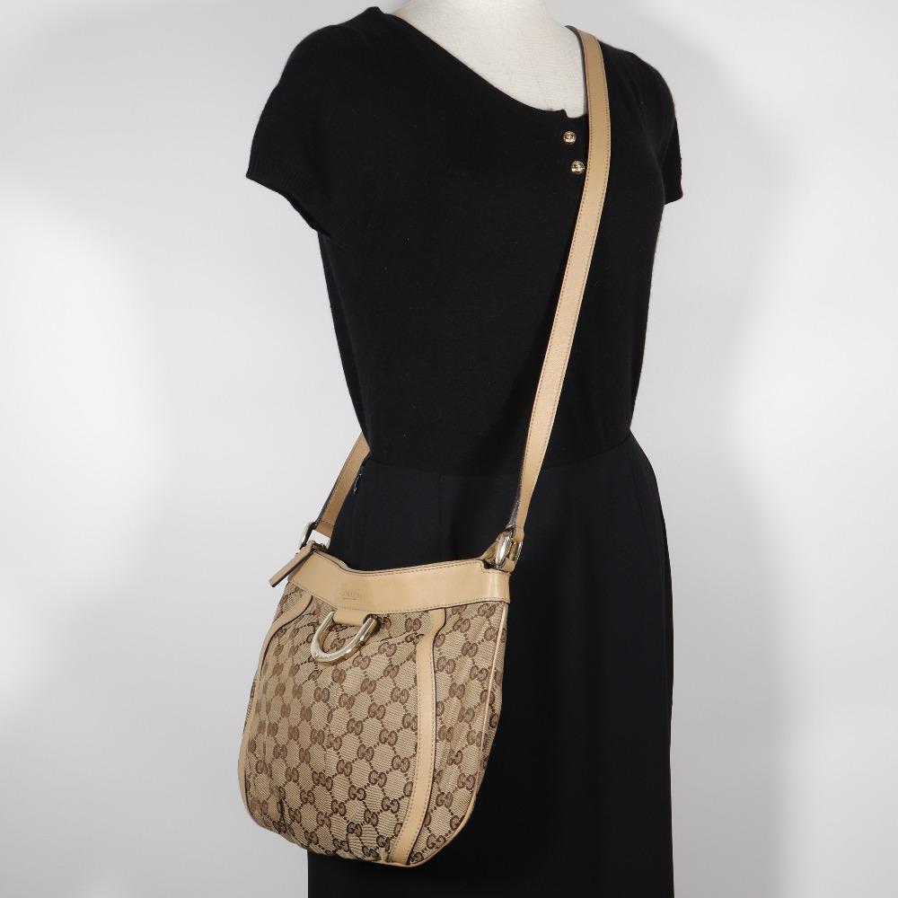 GUCCI Abbey line Shoulder Bag 203257 Brown GG canvas Women Used