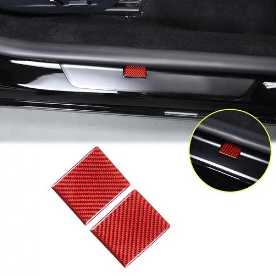 Red Carbon Fiber Exterior Car Door Sill Trim Sticker Cover For Tesla Model 3 23+
