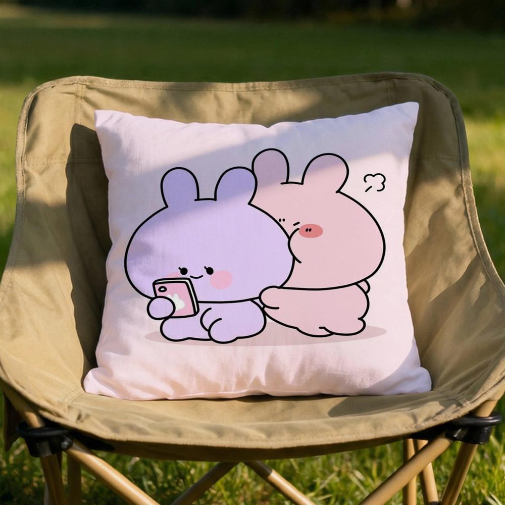 AAsamimichan Cute Bunny Cushion Cover Soft Reversible  Durable Pillow Cover  MultiScene Use for Home  Car Daily Comfort