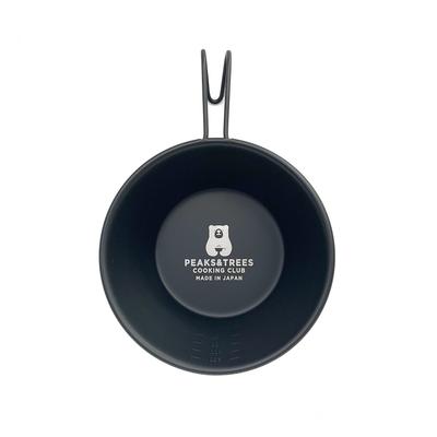 PEAKS&TREES Stainless Steel Sierra Cup Open Fire Black 330ml Bear Pattern Tsubame Sanjo Made In Japan with Scale Black Outdoor Camping Cooker Cooking