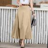 2023 Spring/Autumn High Waist Irregular Hem Midi Skirt - Solid Color, Loose Fit
