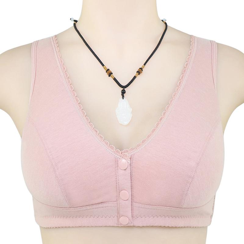 1Pc Push Up Bra Print Flower Polyester Fiber Lingerie Underwear Confortable Bra Female Wire Free Bra Big Bust Front Closure