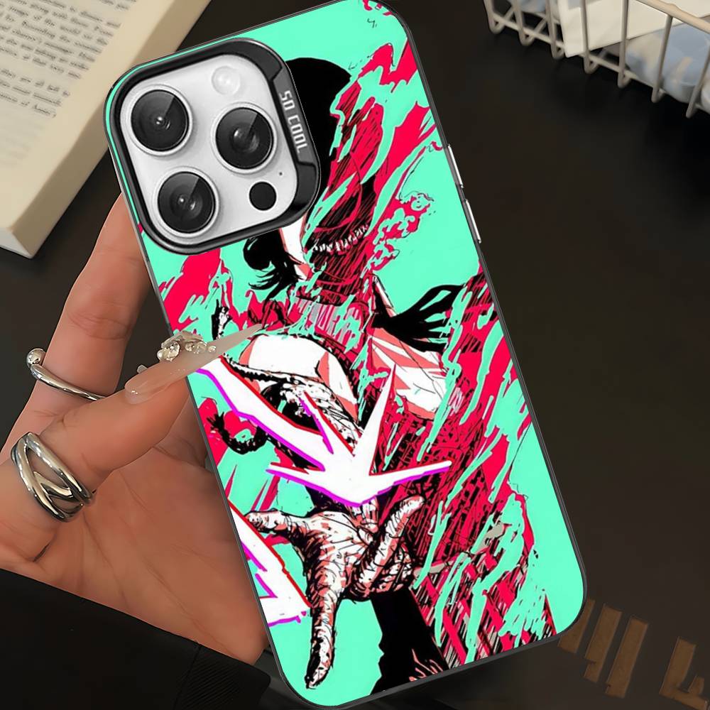 Anime C-Chainsaw Man Phone Case For IPhone 17 16 15 14 11 12 13 Pro Max Plus Pro Colored Silver Cover