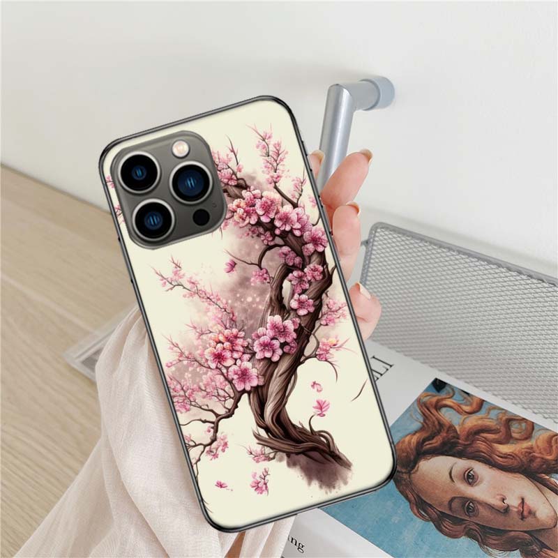 

Чехол для телефона с изображением вишневого дерева для iPhone 17 Air 16 15 Pro Max 14 Plus 16E Coque 13 Pro 12 Mini 11 Прозрачный чехол Силиконовый Милый Она iPhone 13 Pro Max