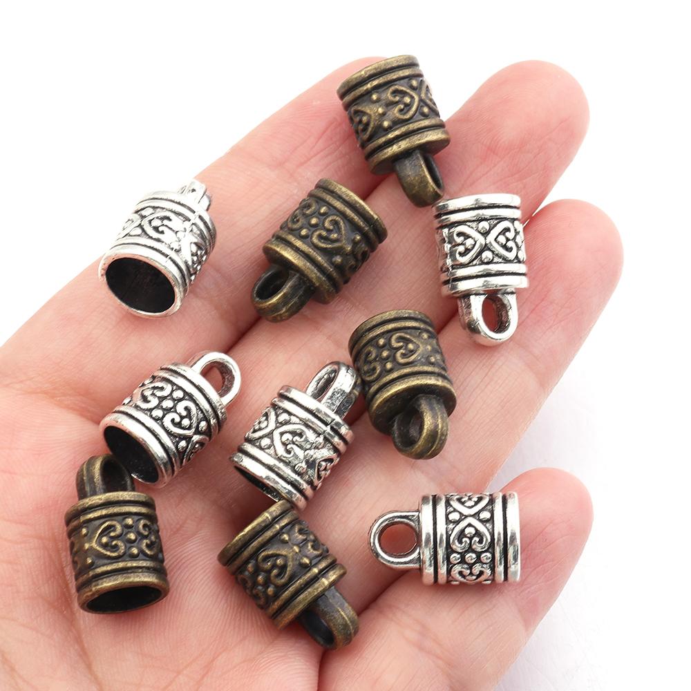 10 pezzi Terminali a Crimpare in Metallo 10x16mm Vintage Fibbia Terminale per Cordino in Pelle con Frange Perline Per Fai da Te Creazione Gioielli Bracciale Collana Forniture