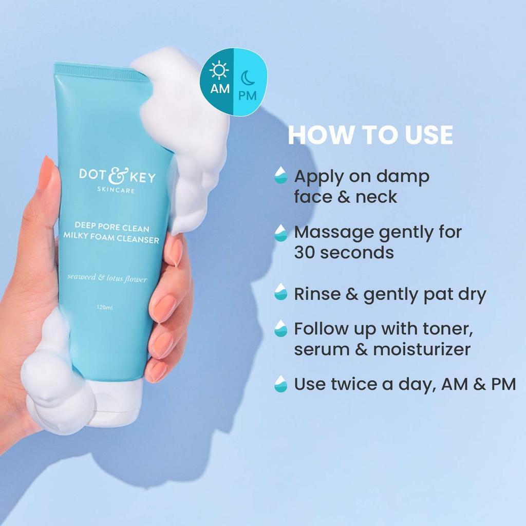 Dot & Key Deep Pore Clean Schaumiges Gesichtswaschmittel 100 ml Packung mit 1 Stück für den täglichen Gebrauch Minimiert Poren Kontrolliert Öl Feuchtigkeit