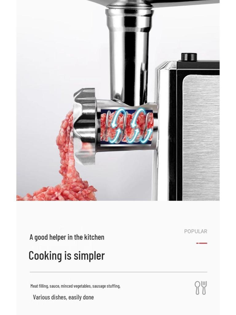 Electric Meat Grinder and Sausage Stuffer - Stainless Steel, Multifunctional, Automatic Filling, Small Commercial Home Use.