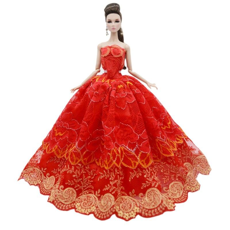 

Красочное кружевное свадебное платье для куклы Барби, наряды, праздничное платье принцессы для 11,5 дюймов, 1/6 BJD, аксессуары для кукольного домика, игрушка в подарок чёрный