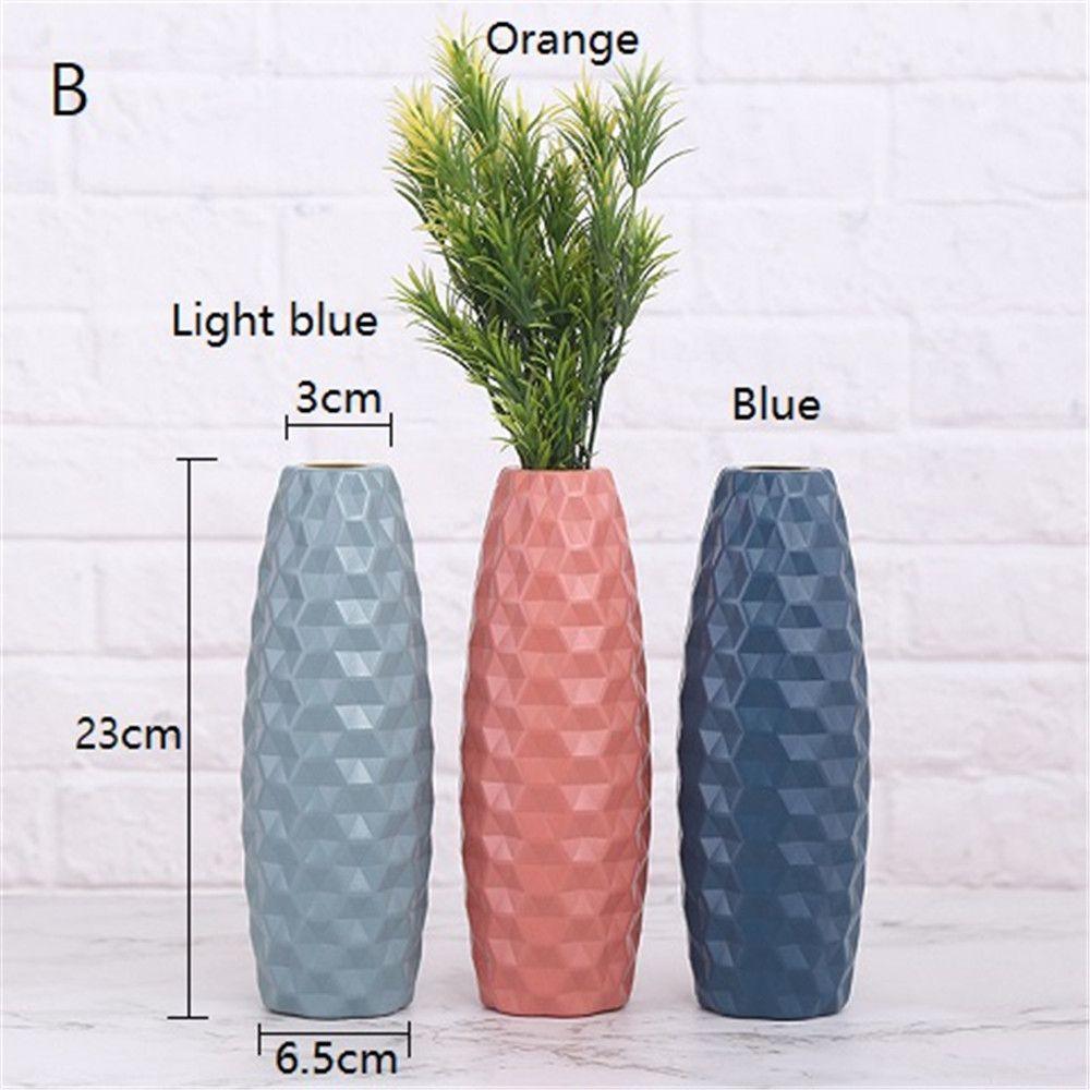 New Nordic Style Light Blue Blue Plastic Living Room Decoration Hydroponic Vase Imitation Ceramic Vase