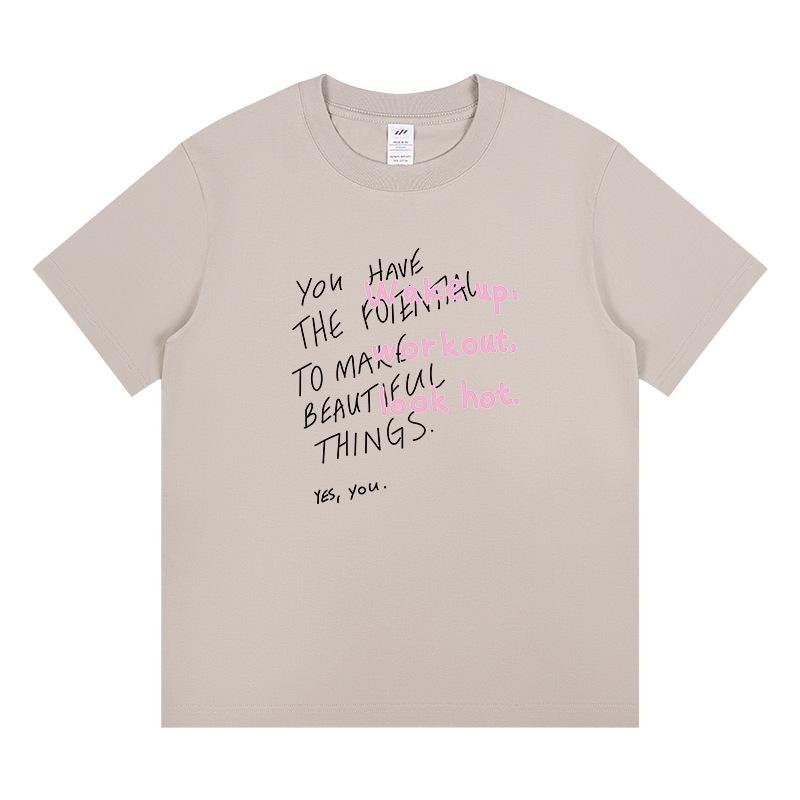 Trendy Women's Loose-Fit Cotton Short-Sleeve T-Shirt with Chic Print Design