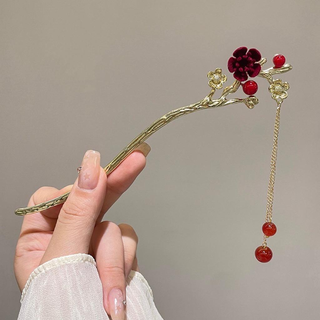 

Современная китайская металлическая заколка для волос: Вдохновленная античностью, простая прическа пучок для женщин