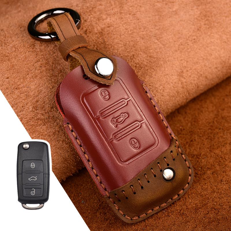Leather Car Key Cover Case for VW Volkswagen Tiguan MK1 MK2 Magotan Passat B8 Polo Golf 4 5 6 7 Mk7 Jetta POLO Eos Scirocco