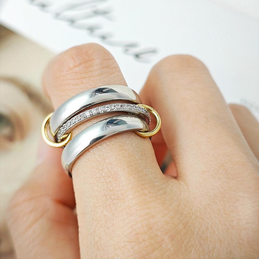 

New Design Stackable Rings For Women Men Stainless Steel Interlocking Rings Minuteness Zircon Silver Color Fashion Jewelry SR003 10